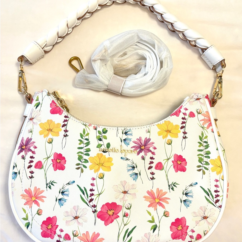 Nanette Lepore White Floral Shoulder Bag